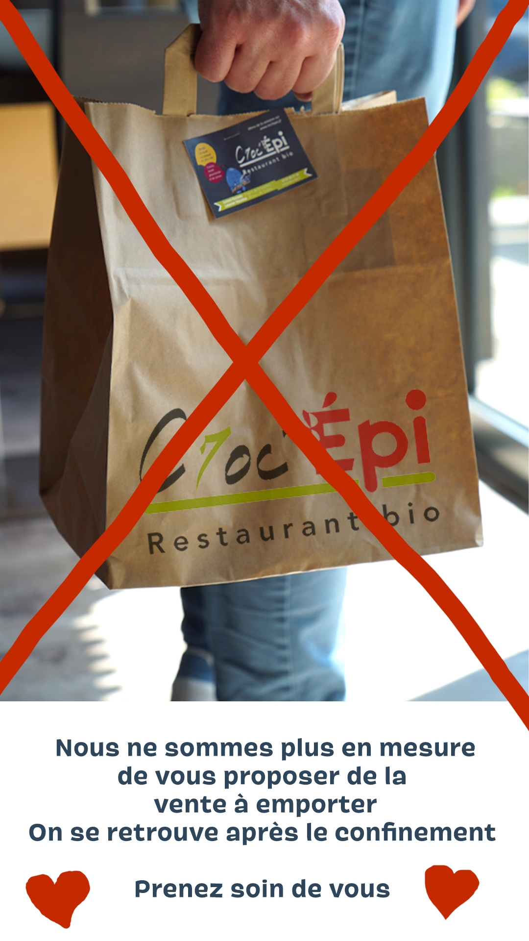 Pas de vente à emporter sac en kraft pour vente à emporter