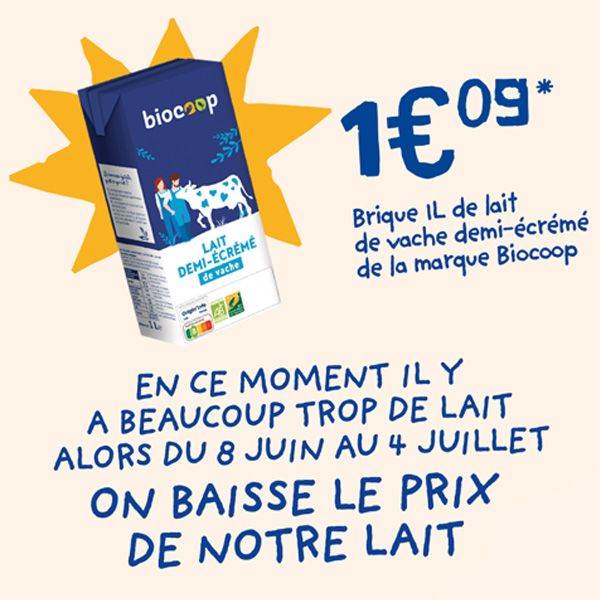 baisse prix du lait biocoop